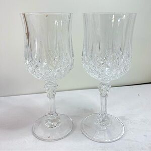 Cristal D'arques 2 Longchamp Wine Glasses FRANCE 4oz 24% Genuine Lead Crystal